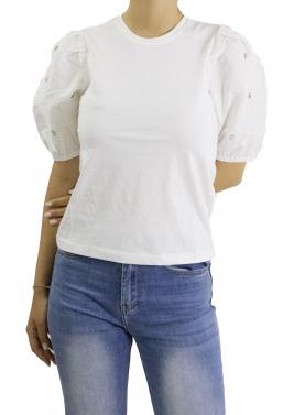 T-SHIRT MANICHE A PALLONCINO E STRASS Only